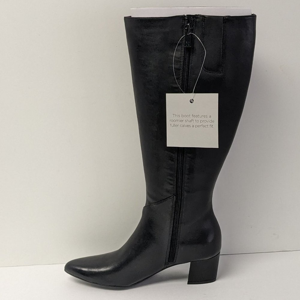 Naturalizer Melanie Knee High Boots, Black Leather, Women's Wide Calf - Picture 3 of 5